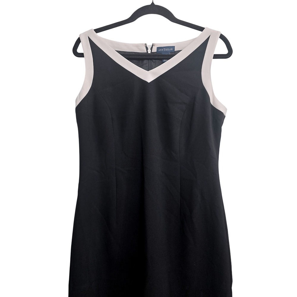 Ann Taylor Black White Sheath Dress size 10 Colorblock Sleeveless Career Office‎ - Picture 4 of 6